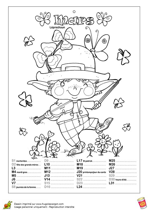 Les 52 Meilleures Images Du Tableau Calendrier À Imprimer Sur Pinterest à Calendrier Hugo L&#039;Escargot