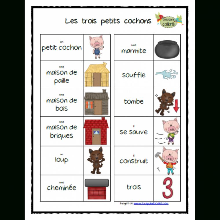 Les Trois Petits Cochons, Mots-Étiquettes | French Teaching Resources pour A Trois On A Moins Froid Exploitation Ms