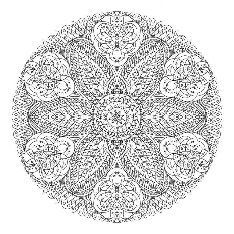 Mandala Dentelle Fleurs avec Dessin Tra¨s Dur