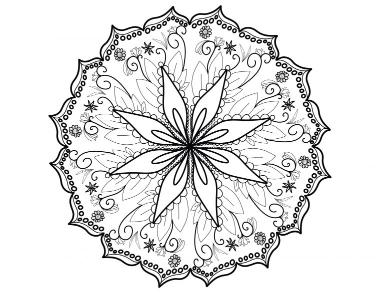 Mandala Fin Et Élégant – Mandalas – Coloriages Difficiles Pour Adultes dedans Jeux Coloriage Mandala