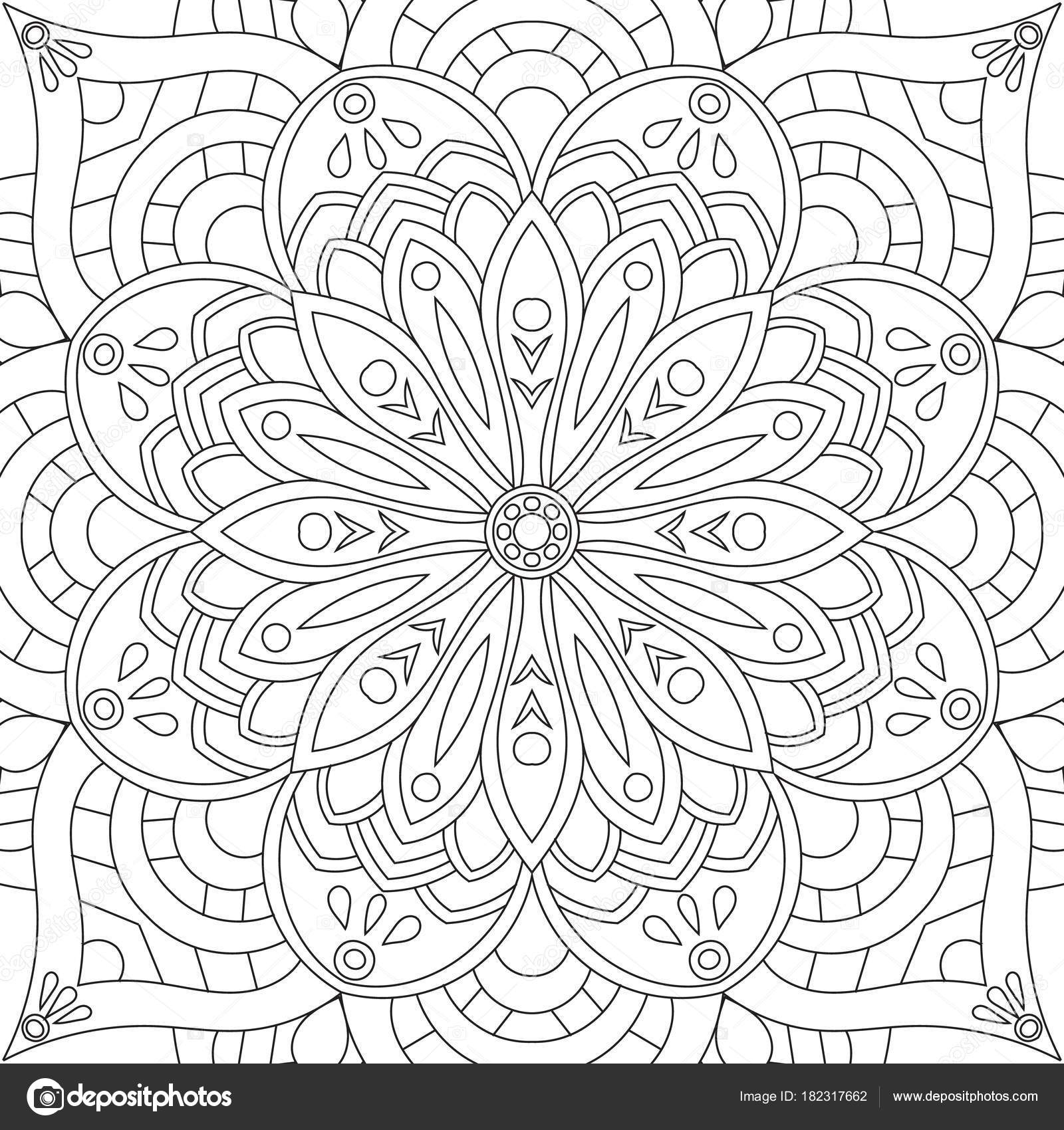 Mandala Rectangulaire Fleur Pour Adultes. Coloriage Livre Page Design tout Livre Coloriage Mandala Adulte