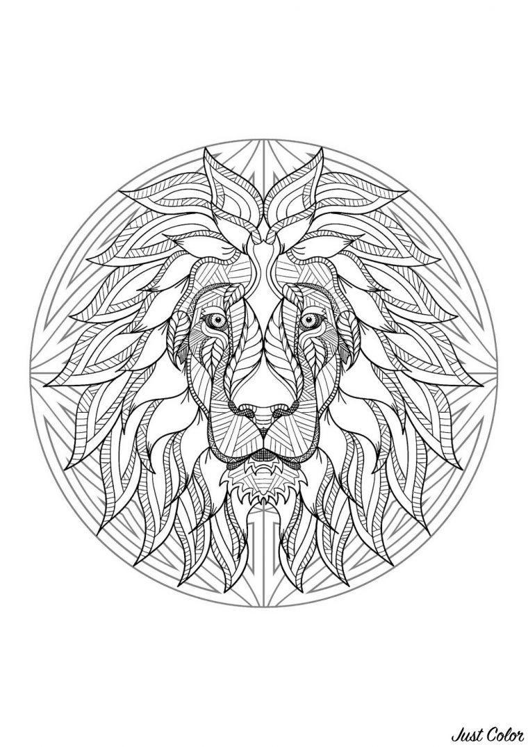 Mandala Tete Lion 4 – Mandalas – Coloriages Difficiles Pour Adultes pour Coloriage Mandala Jungle A Imprimer