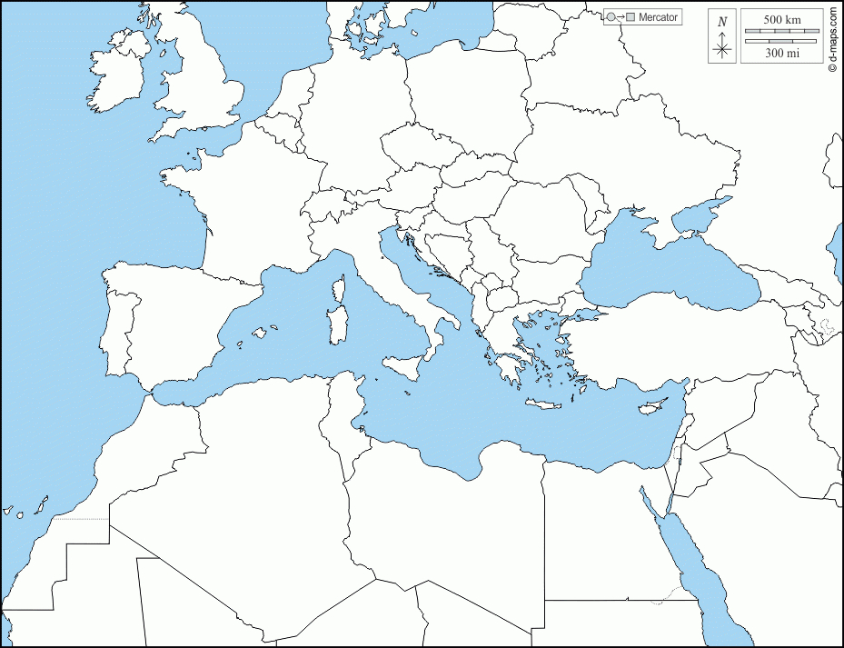 Mediterranean Europe Blank Map | Europe Map destiné Europe Maps Vierge