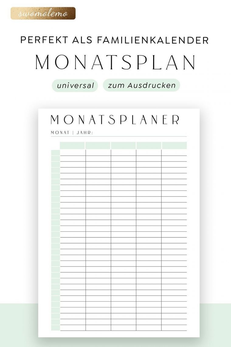 Monatsplaner Zum Ausdrucken | Familienplaner | Familienkalender | Ohne serapportantà Inhaltsverzeichnis Ohne Datum Zum Ausdrucken