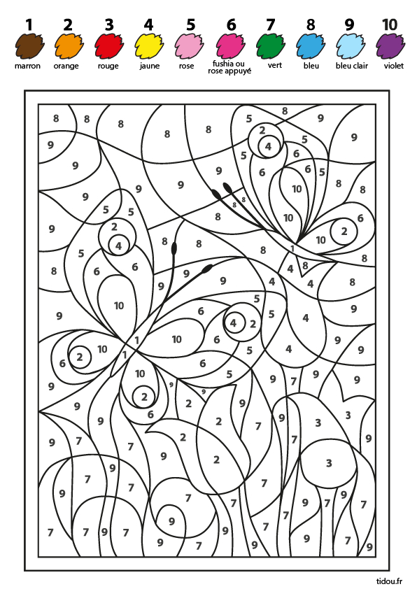 Papillons Et Fleurs – Tidou.fr pour Coloriage Magique Quadrillage
