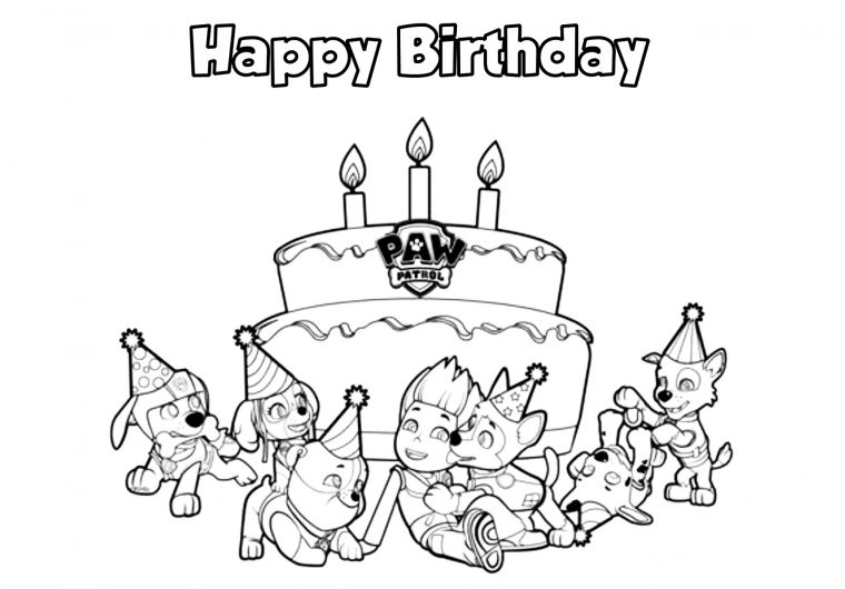 Pat Patrouille Happy Birthday – Coloriage Pat Patrouille – Coloriages dedans Coloriage Mandala Joyeux Anniversaire