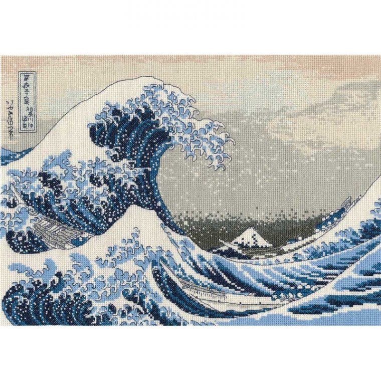 Point De Croix À Broder Dmc Katsushika Hokusai – La Grande Vague encequiconcerne Coloriage Hokusai Vague