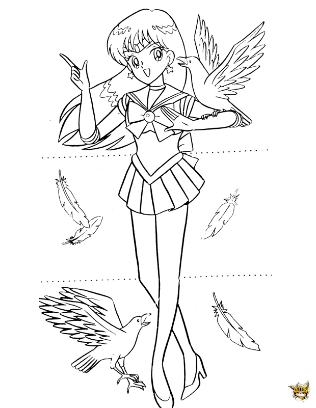 Sailor Mars Oiseaux Est Un Coloriage De Sailor Moon intérieur Pitch Coloriage Magique
