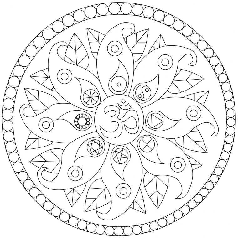 Simple Mandala With Symbols – Easy Mandalas For Kids – 100% Mandalas pour Coloriage Mandala Jardin