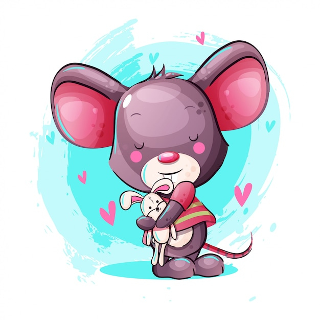 Souris De Dessin Animé Mignon Avec Jouet De Lapin | Télécharger Des encequiconcerne Souris Dessin Animace