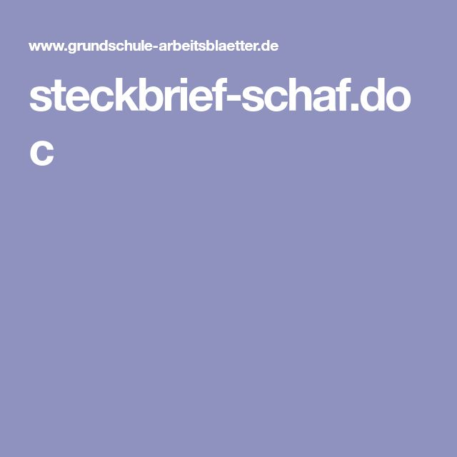 Steckbrief-Schaf.doc | Steckbrief, Brief, Grundschule intérieur Steckbrief Von Jesus Faur Kinder