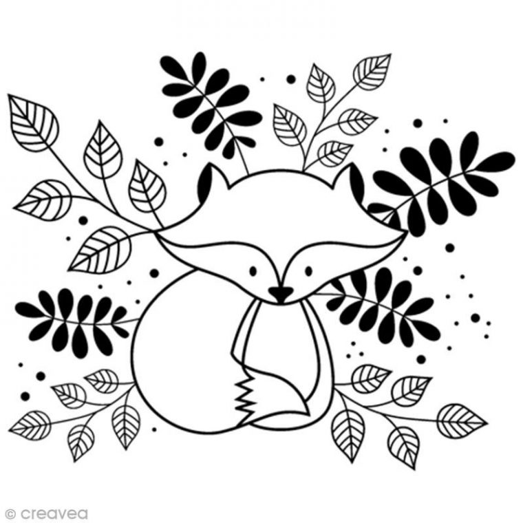 Tampon Bois Artemio – Renard Feuille – 4 X 3,1 Cm – Tampon Bois à Dessin A Colorier Facile Renard