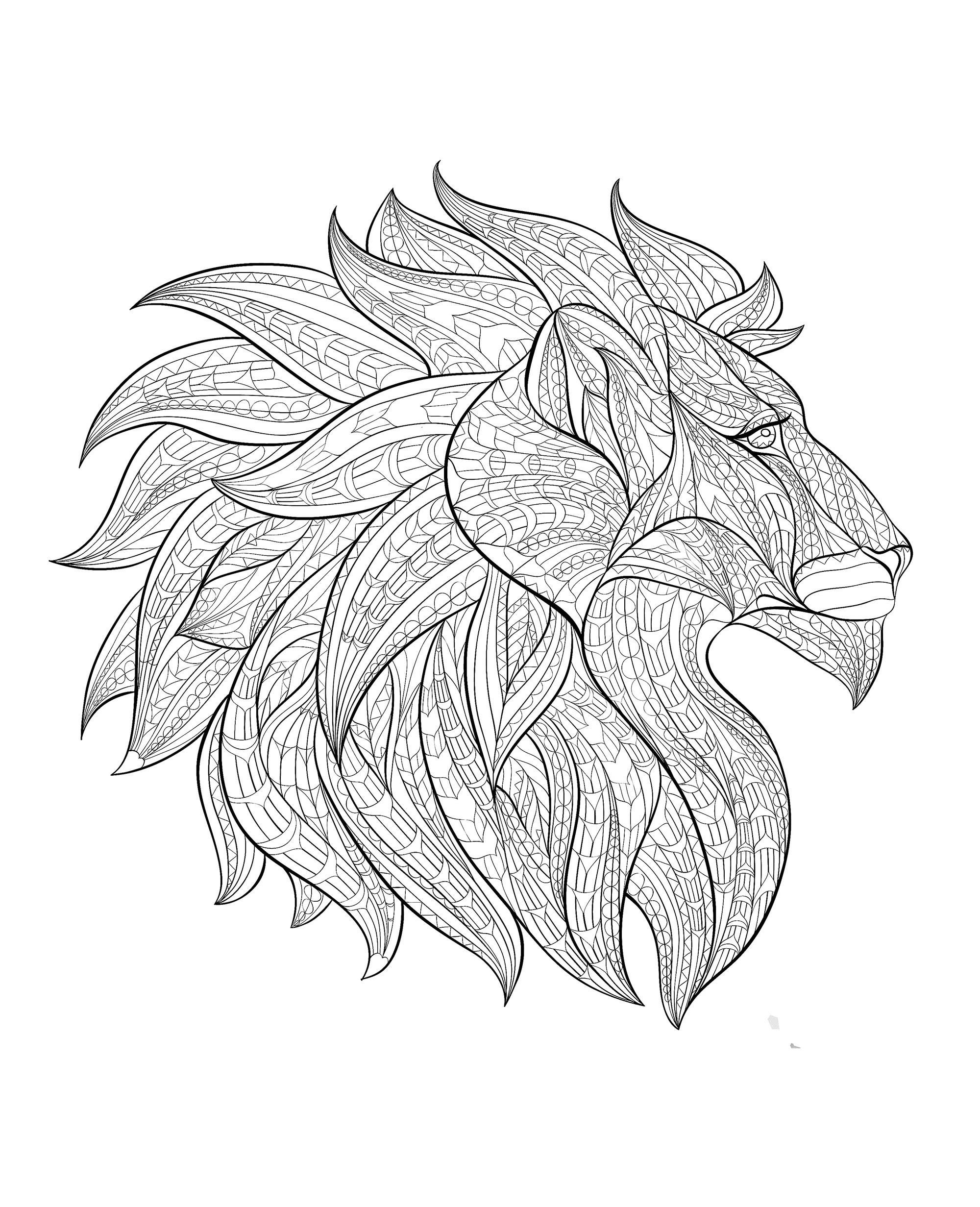 Tete Lion Profil - Lions - Coloriages Difficiles Pour Adultes serapportantà Coloriage Mandala Lion À Imprimer