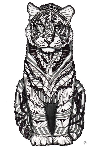Tiger Art Print By Jessicaandersonart | Society6 | Tiger Art, Tiger Art concernant Coloriage Mandala Jaguar