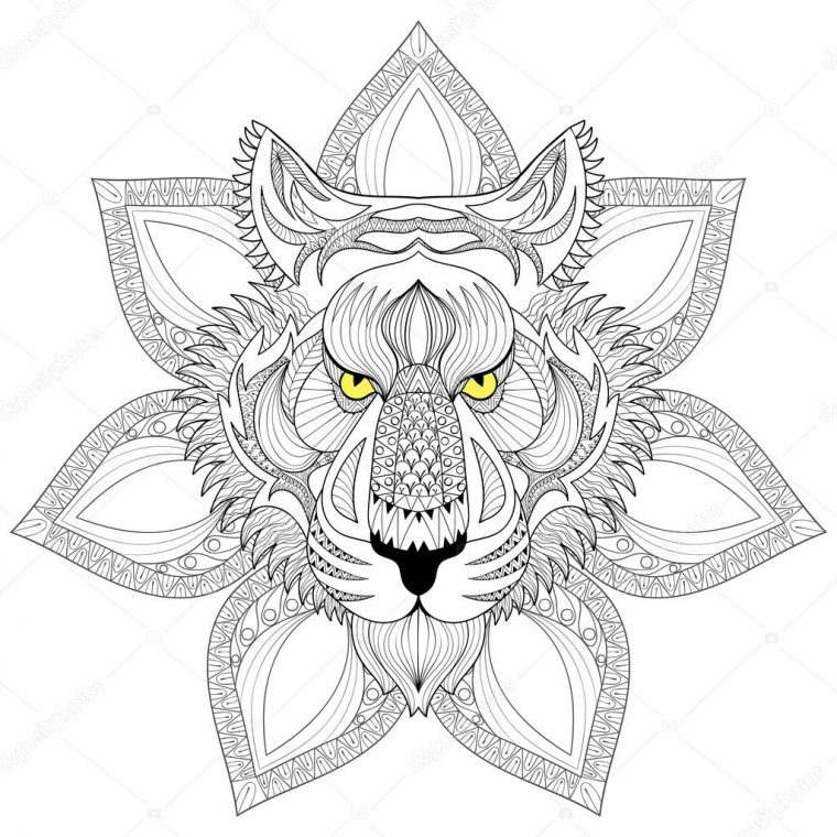 Tigre Para Colorear Mandala – Angelz-Of-Love à Coloriage Mandala Jaguar