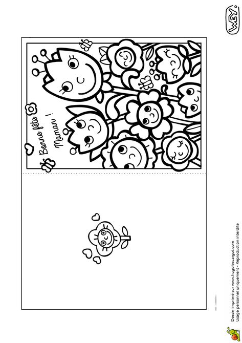 Une Carte Avec Fleurs À Colorier Et À Découper Pour La Fête Des Mères à Hugo L&#039;Escargot Carte Fete Des Meres
