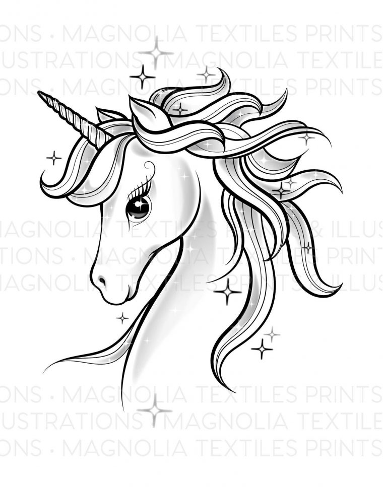 Unicorn Black And White Illustration Printable Unicorn Digital Download encequiconcerne Dessin A Colorier Facile Unicorn