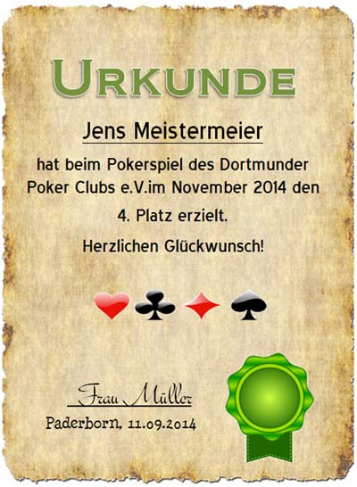 Urkunde Für Spiele Wie Poker Oder Kartenspiele intérieur Geburtstagsurkunden Kostenlos Ausdrucken