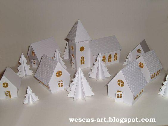 Wesens-Art: Papier-Kirche / Paper Church | Basteln Weihnachten encequiconcerne Pappiere Haus
