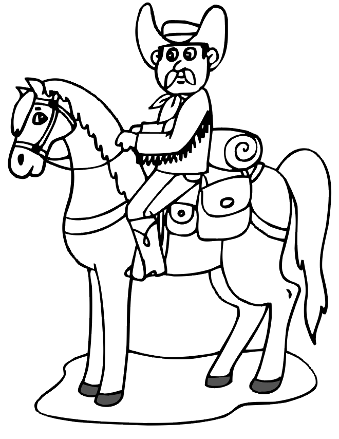coloring page cowboy