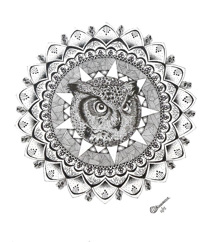 owl mandala coloring pages