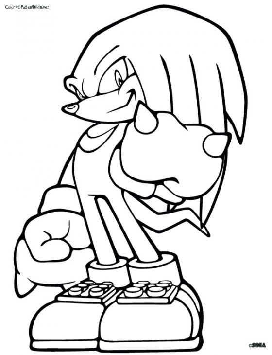 knuckles from sonic coloring page