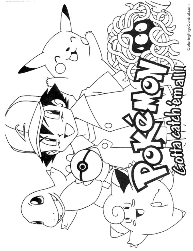 pokemon color pages black and white
