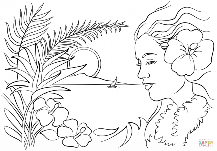 hawaii coloring pages for adults