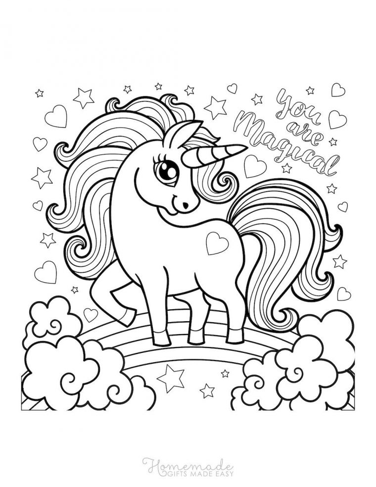 unicorn happy birthday coloring page