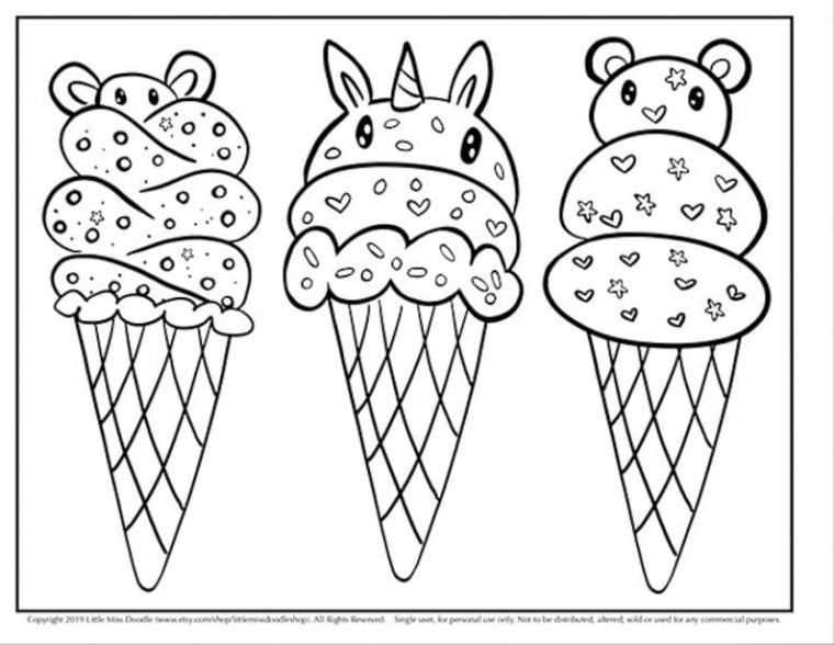 kawaii cute ice cream coloring pages