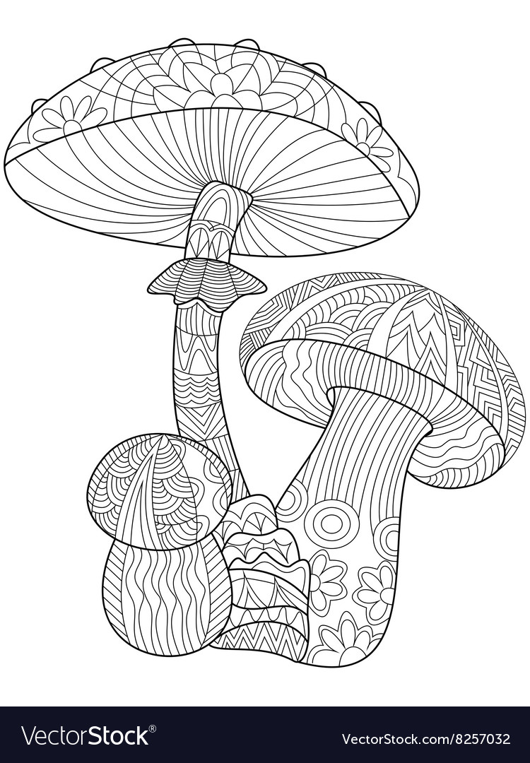 mushroom coloring page for adults
