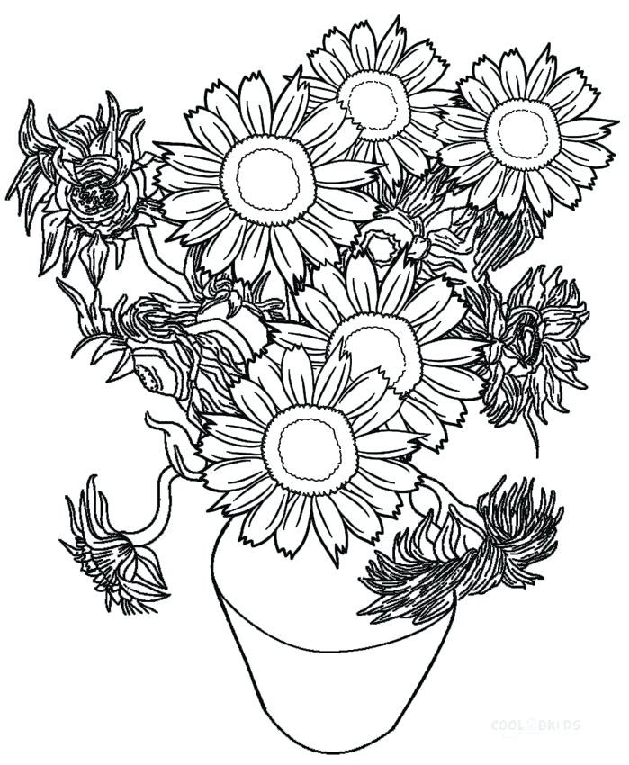van gogh sunflowers coloring page