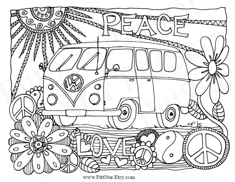 hippie van coloring pages