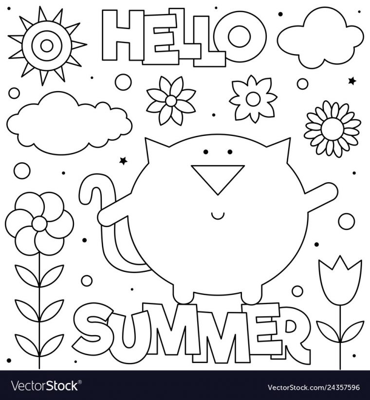 hello kitty summer coloring pages