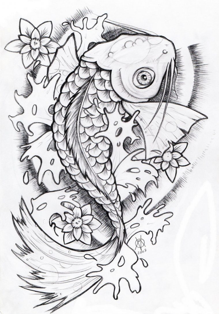 realistic koi fish coloring page