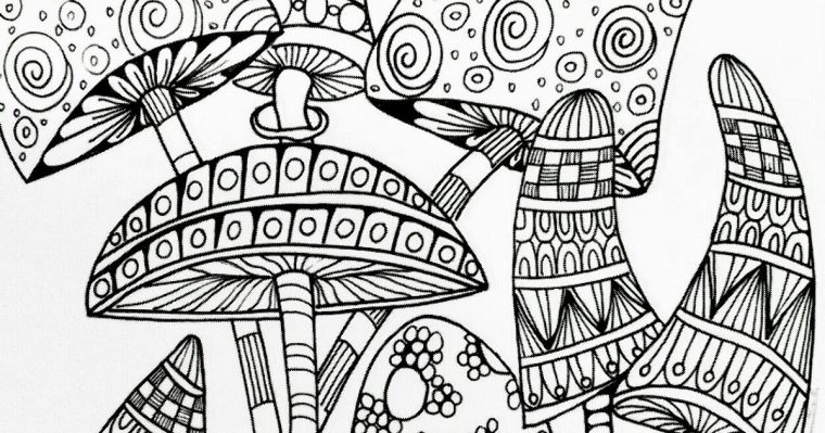 trippy mushroom coloring pages for adults