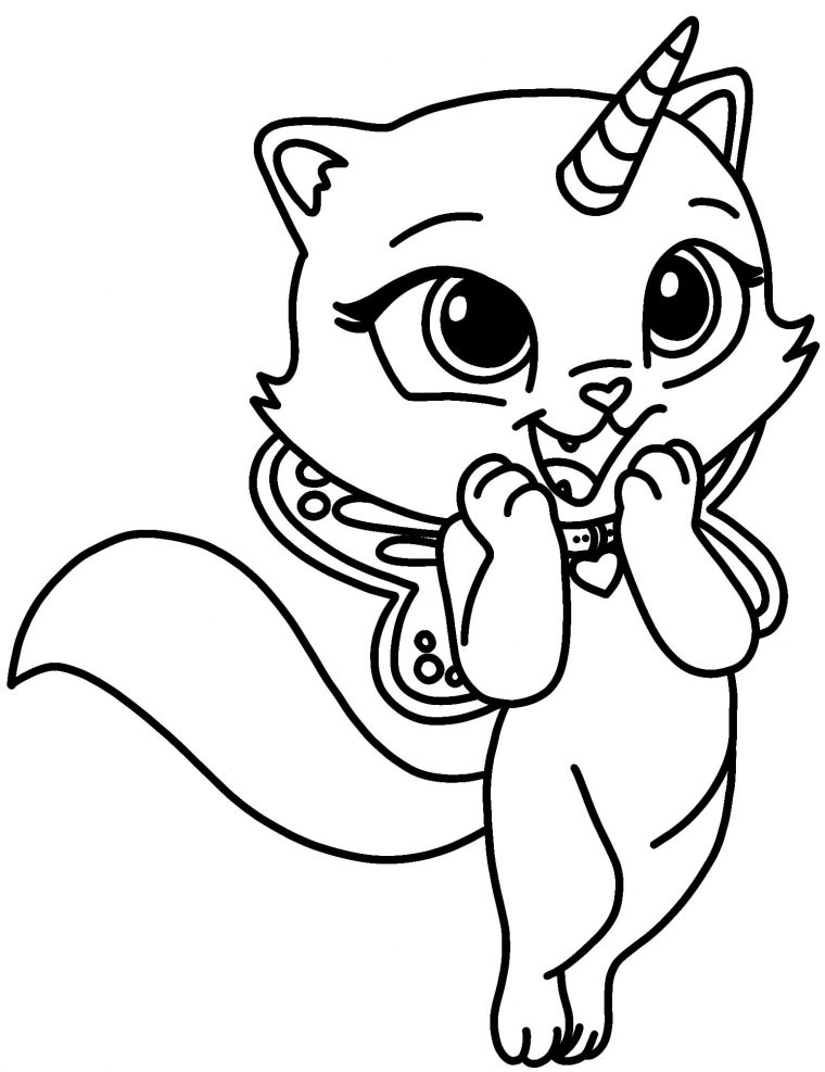 unicorn kitten coloring page