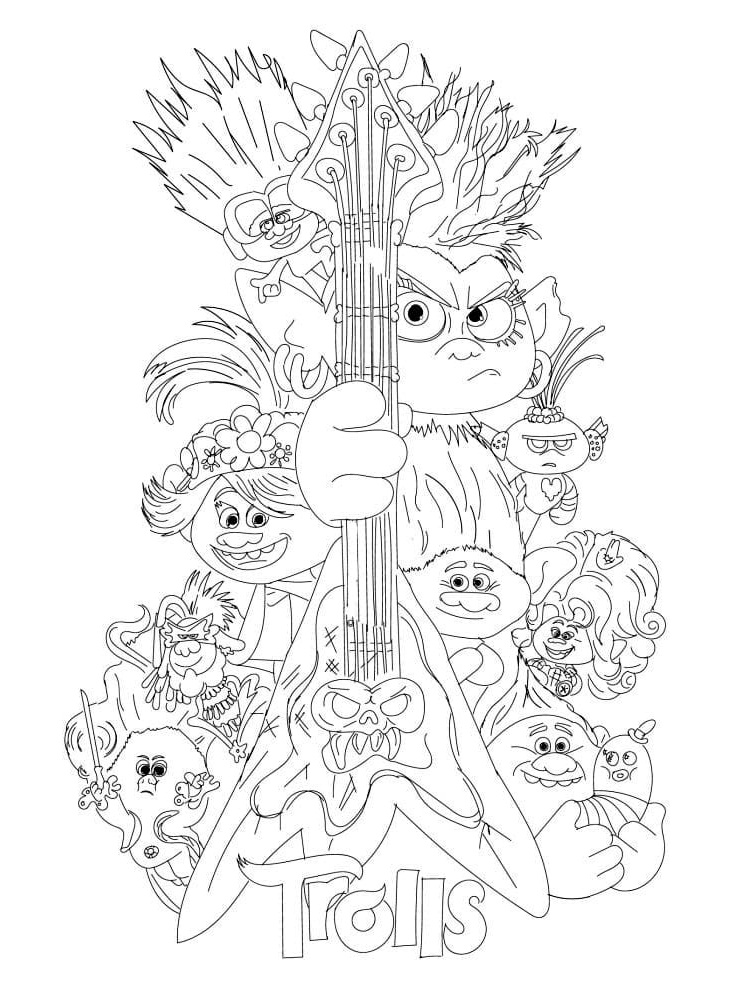 trolls world tour coloring page