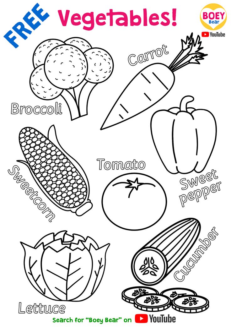 vegetables coloring pages with names