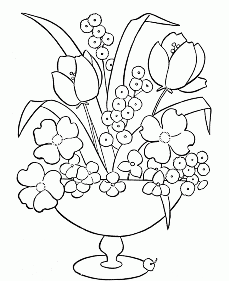 flowers in vase coloring pages