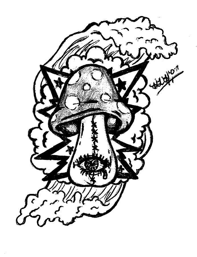 psychedelic mushroom coloring pages