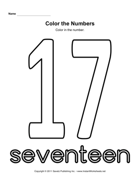 number 17 coloring page