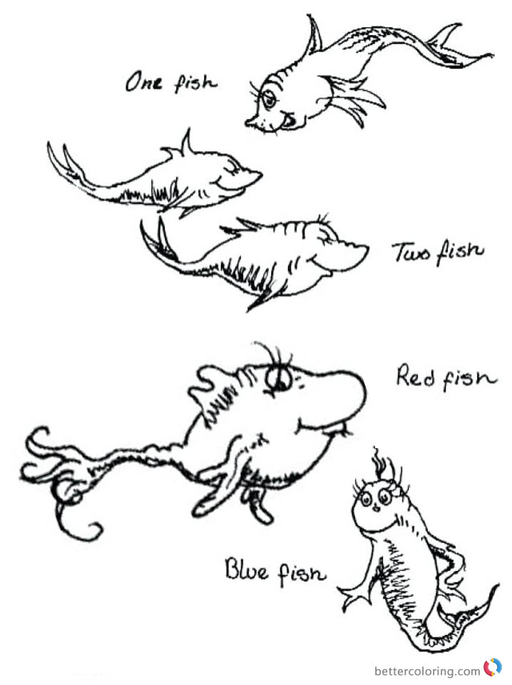 dr seuss one fish two fish coloring pages