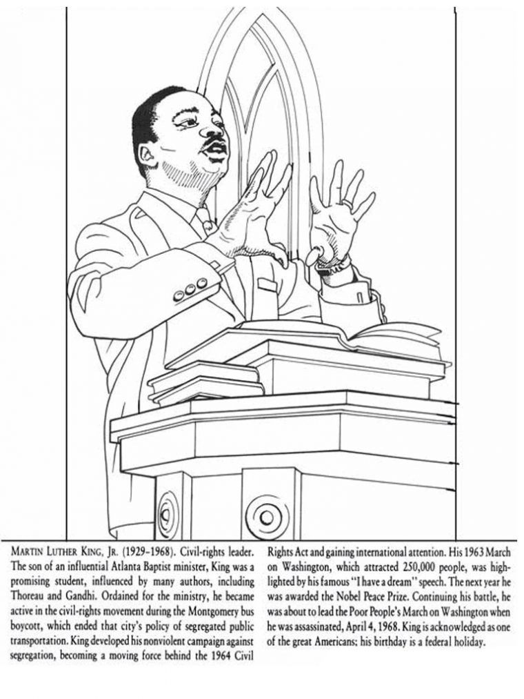martin luther king jr coloring page for kindergarten