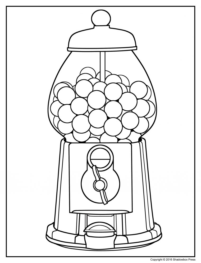 bubble gum machine coloring page