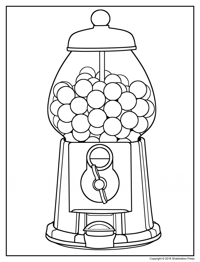 bubble gum machine coloring page