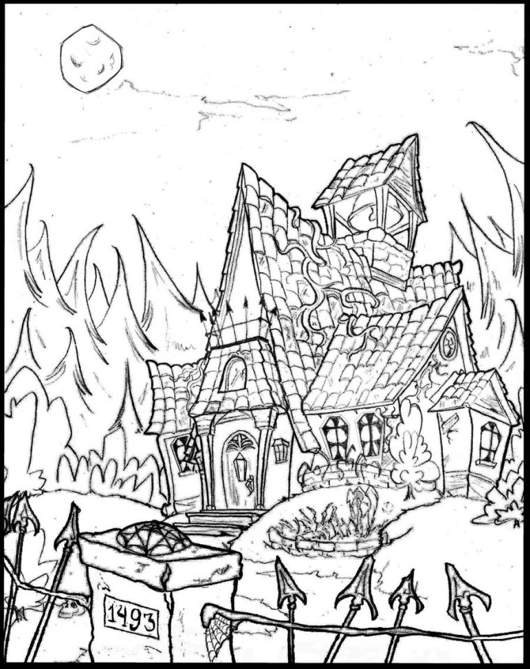 haunted mansion coloring page