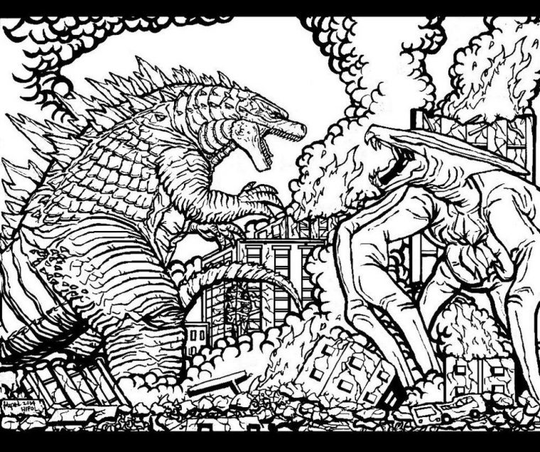 mega godzilla coloring page