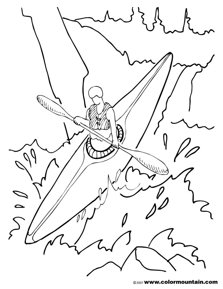 kayak coloring page