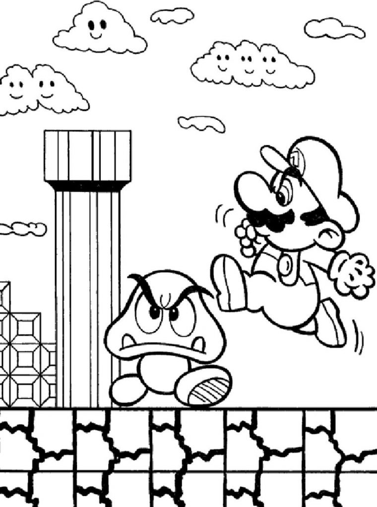 mario characters coloring page